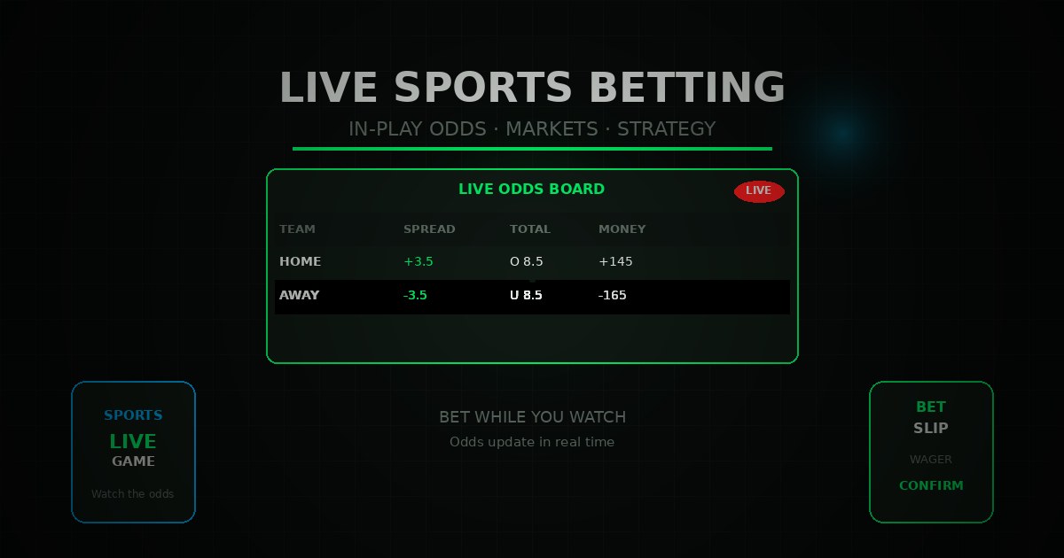 Live sports betting guide - abstract live odds board with changing numbers